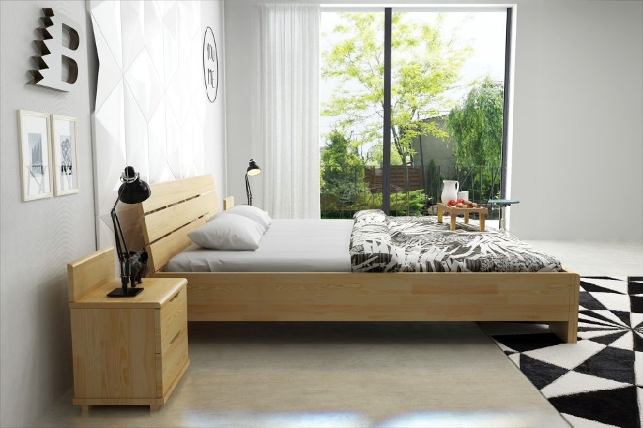Manželská postel 200 cm Naturlig Tosen High (borovice)