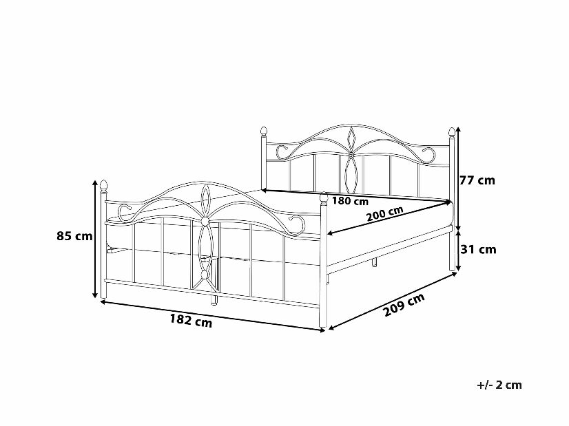 Manželská postel 180 cm ANTALIA (s roštem) (černá) *výprodej*výprodej