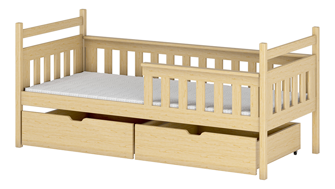 Dětská postel 90 cm Emelda (s roštem a úl. prostorem) (borovice)