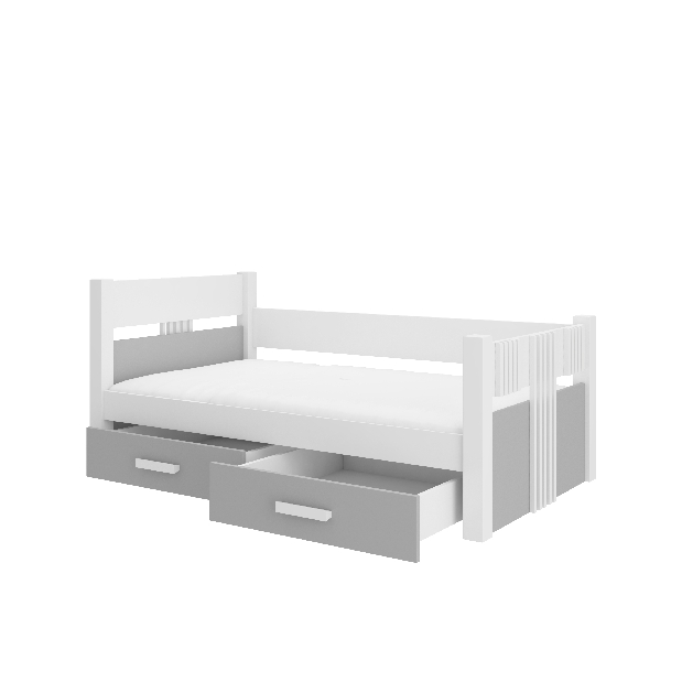 Dětská postel 200x90 cm s materacom Buppi (šedá)