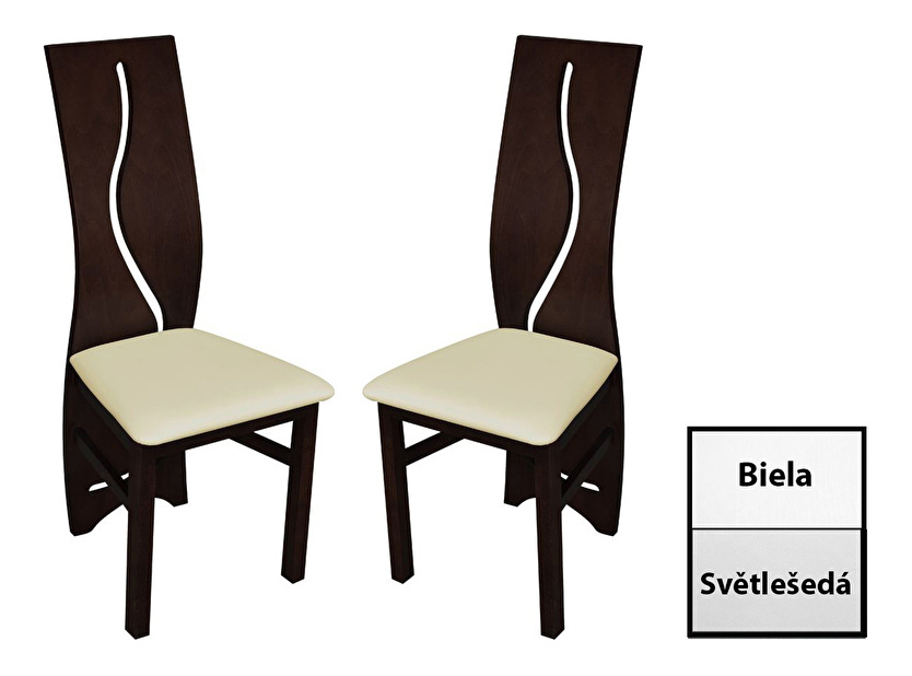 Set 2 ks. jídelních židlí (bílá + světlešedá) JK3 *výprodej