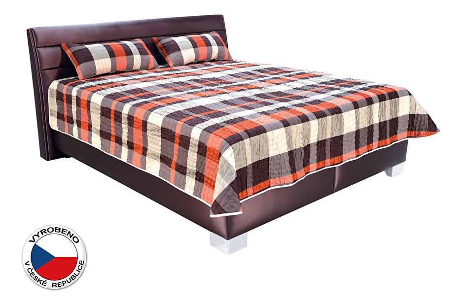 Manželská postel 180 cm Blanář Vernon (oranžová + fialová) (s rošty a matracemi Nelly)