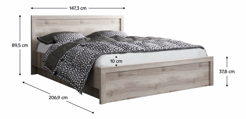 Manželská postel 140 JESS (kaštan nairobi) (s roštem a matrací)