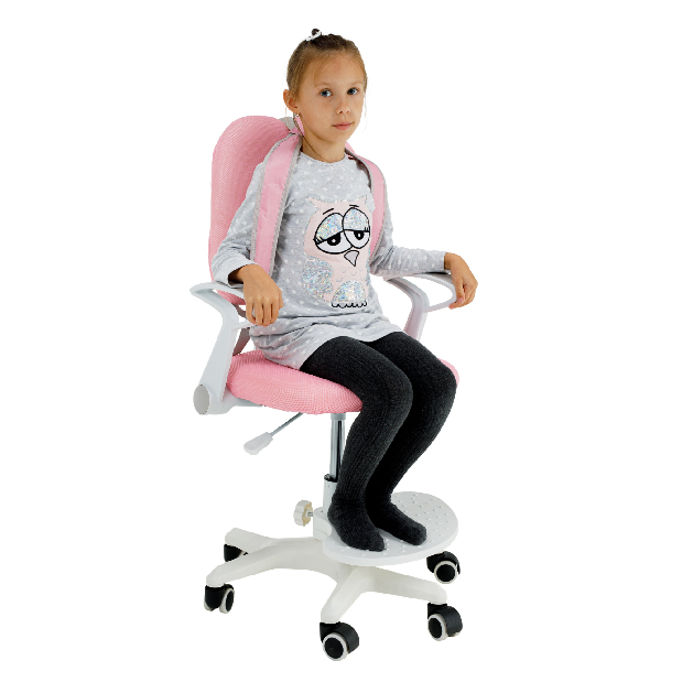 Dětská rostoucí židle s podnoží a šlemi Aureola (růžová + bílá)