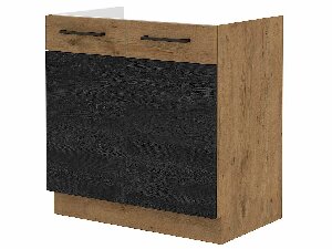 Dolní kuchyňská skříňka pod dřez Virion 80 ZL 2F BB (dub lancelot + tmavé dřevo)