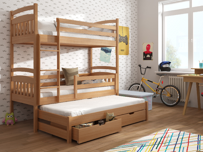 Dětská postel 80 cm ANIE (s roštem a úl. prostorem) (buk)