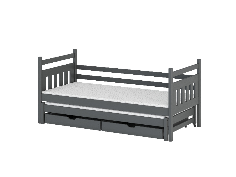 Dětská postel 80 cm DANNY (s roštem a úl. prostorem) (grafit)