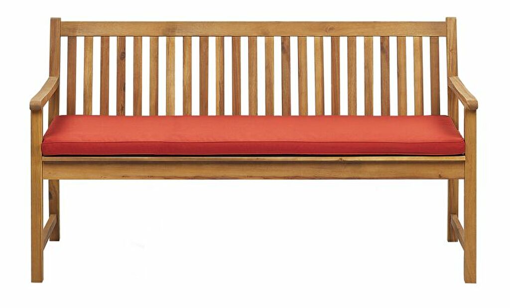 Zahradní lavice 160 cm VESTFOLD (dřevo) (tmavě červený podsedák)