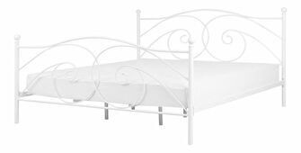 Manželská postel 140 cm DIROU (s roštem) (bílá)
