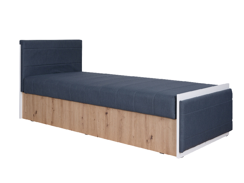 Jednolůžková postel 90 cm Iweta P (grafit + bílá matná + dub artisan) (s roštem a matrací)