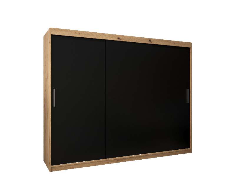 Šatní skříň 250 cm Toki (Dub artisan + Černá matná)