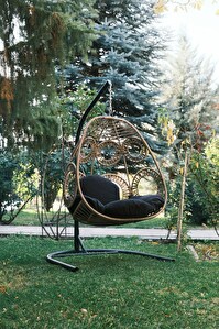 Zahradní houpací židle Olsenka (černá + béžová)