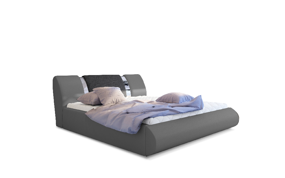 Manželská postel 160 cm Fabio (šedá + tmavě šedá) (s roštem a úl. prostorem)