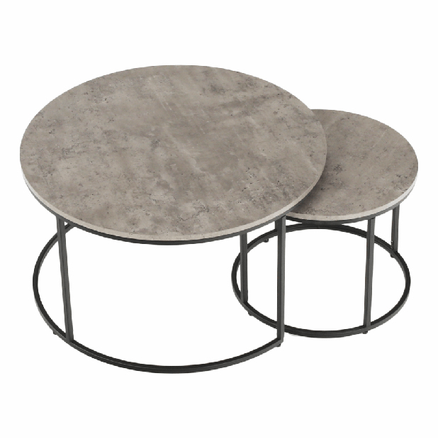 Set 2 konferenčních stolků Ilak (beton + černá) *výprodej