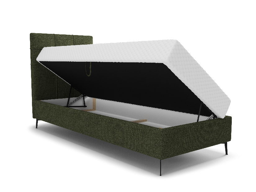 Jednolůžková postel 90 cm Infernus Comfort (tmavě zelená) (s roštem, s úl. prostorem)