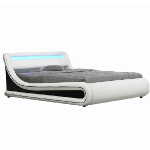 Manželská postel 160 cm Milda (s roštem, úl. prostorem a LED)