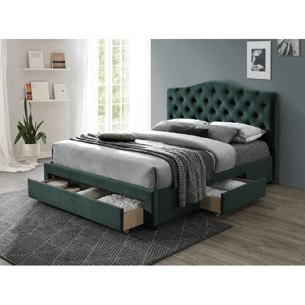 Manželská postel 180 cm Kelpea (s roštem) (smaragdová)
