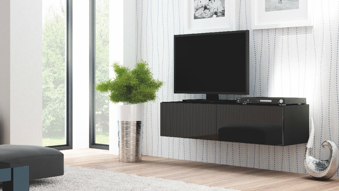 TV stolek/skříňka Livo RTV-160W (černá + lesk černý) *výprodej
