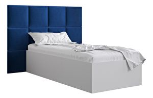 Jednolůžková postel s čalouněným čelem 90 cm Brittany 4 (bílá matná + modrá) (s roštem)