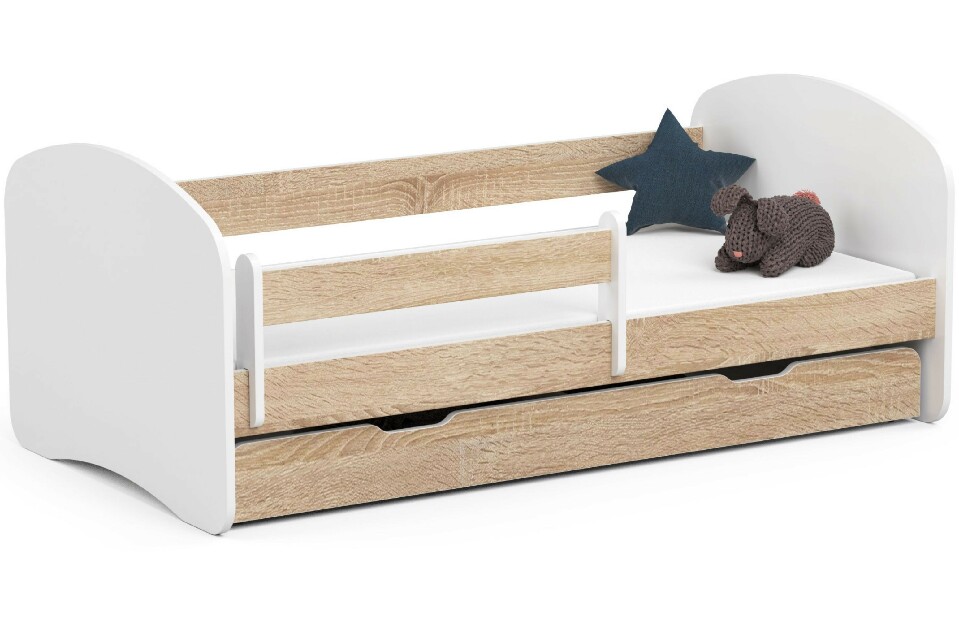 Dětská postel Pranshi II (dub sonoma) (s matrací)