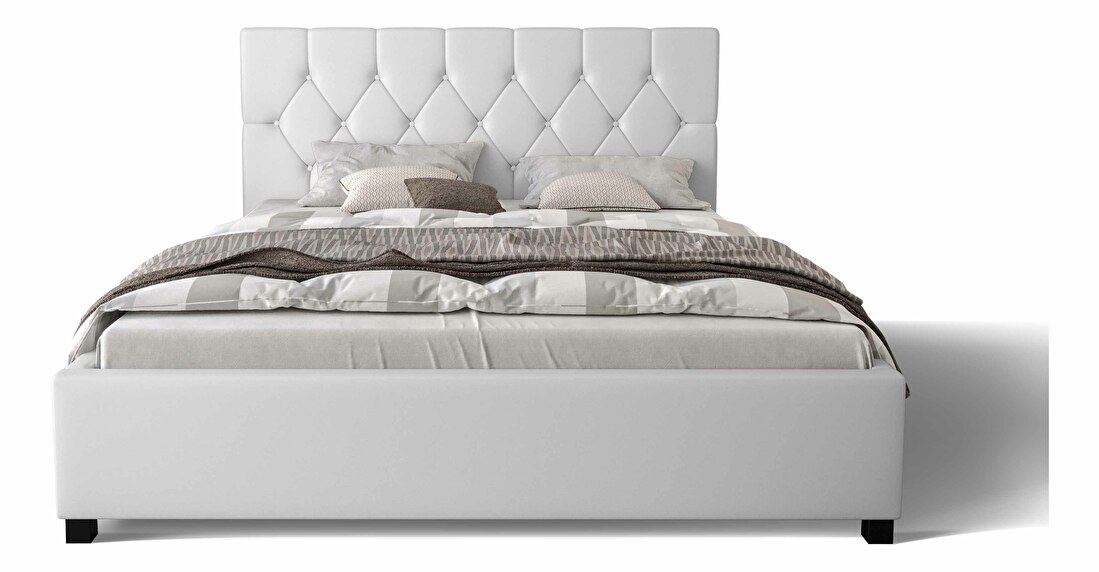 Manželská postel 180 cm Sylvie (bílá) (s roštem a úložným prostorem)