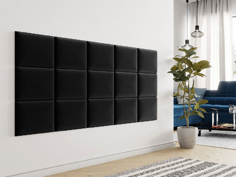 Set 8 ks čalouněných panelů Pag 40x30 cm (černá) *výprodej