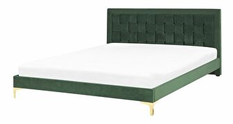 Manželská postel 180 cm LIMO (polyester) (tmavě zelená) (s roštem)