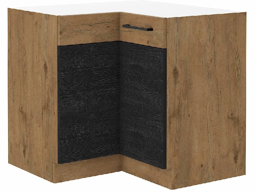 Rohová dolní kuchyňská skříňka Virion 89 x 89 DN 1F BB (dub lancelot + tmavé dřevo)