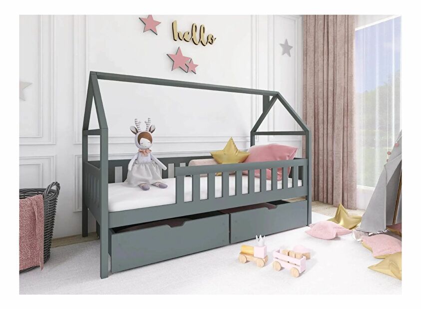 Dětská postel 80 x 160 Donnira (s roštem) (grafit)