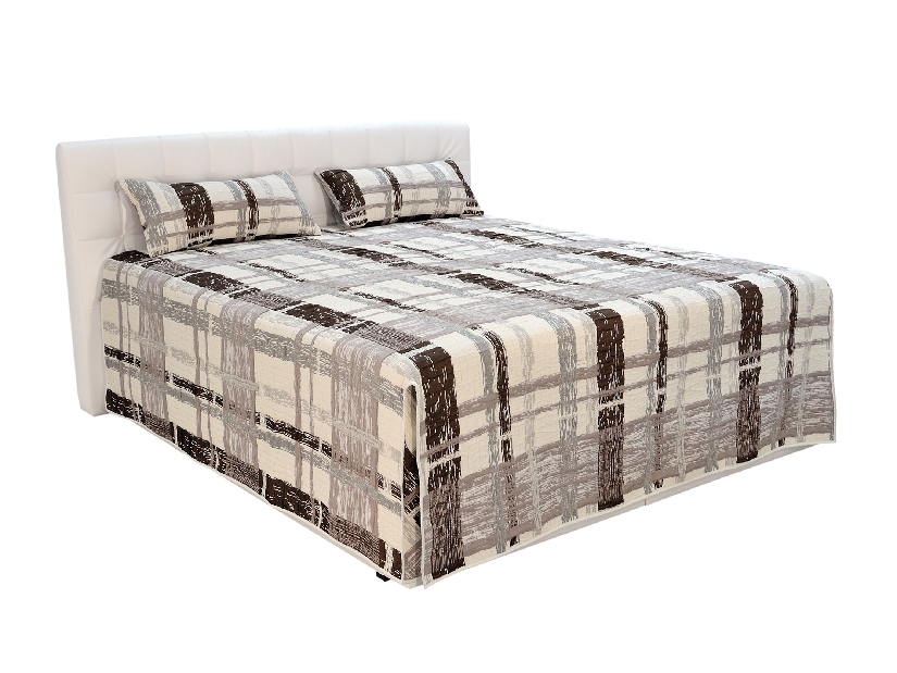 Manželská postel 180 cm Blanář Monaco (béžová + bílá) (s rošty a matracemi)