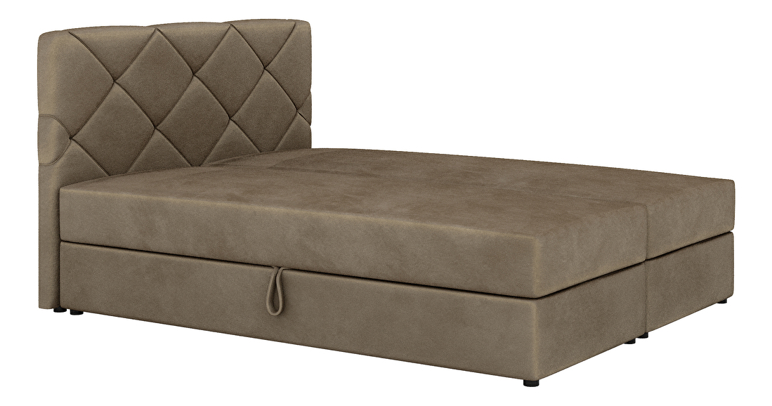 Kontinentální postel 180x200 cm Karum Comfort (světlohnědá) (s roštem a matrací)