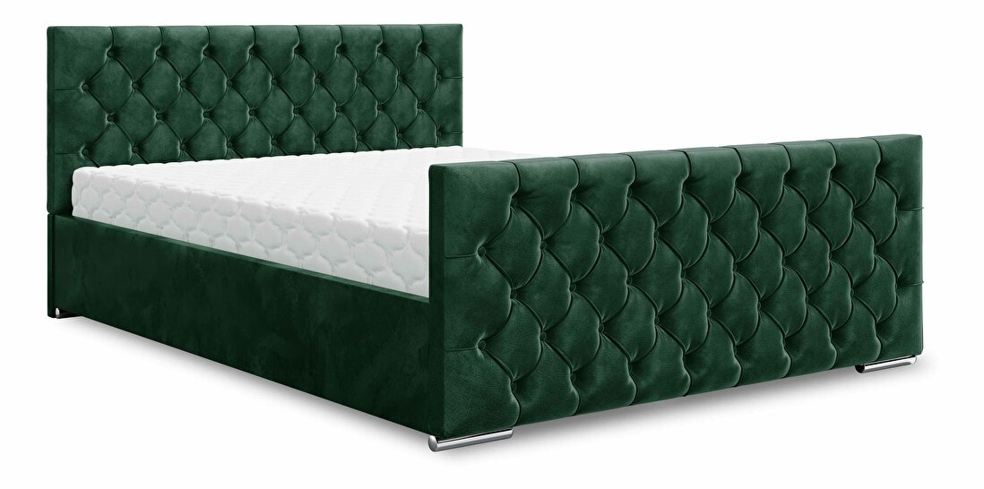 Manželská postel 160 cm Velva (tmavě zelená) (s roštem a úložným prostorem)