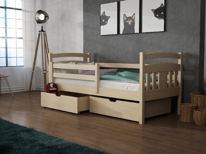 Dětská postel 90 cm Kayla (s roštem a úl. prostorem) (borovice)