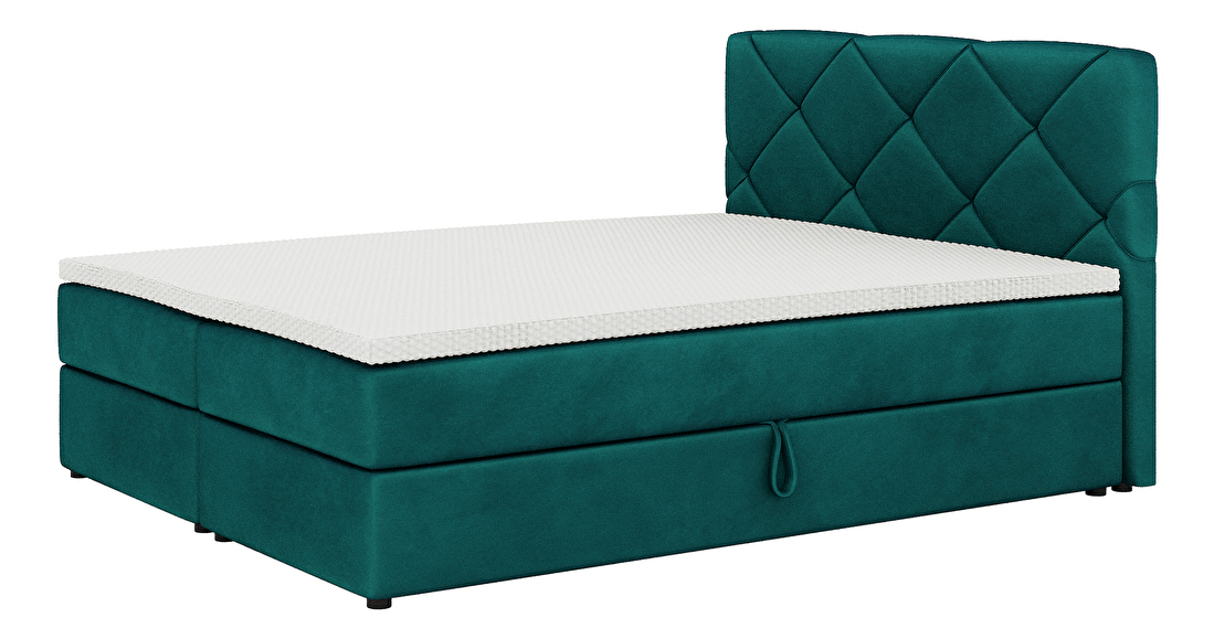 Kontinentální postel 180x200 cm Karum (tmavě zelená) (s roštem a matrací)