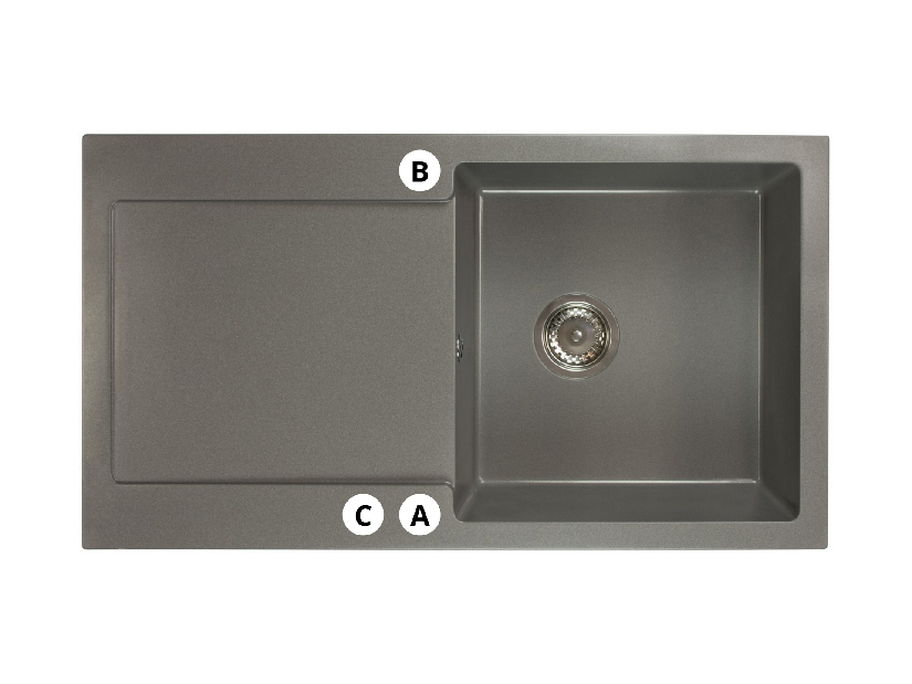 Kuchyňský dřez Adaxa (bílá) (se 3 otvory pro baterii) (L)