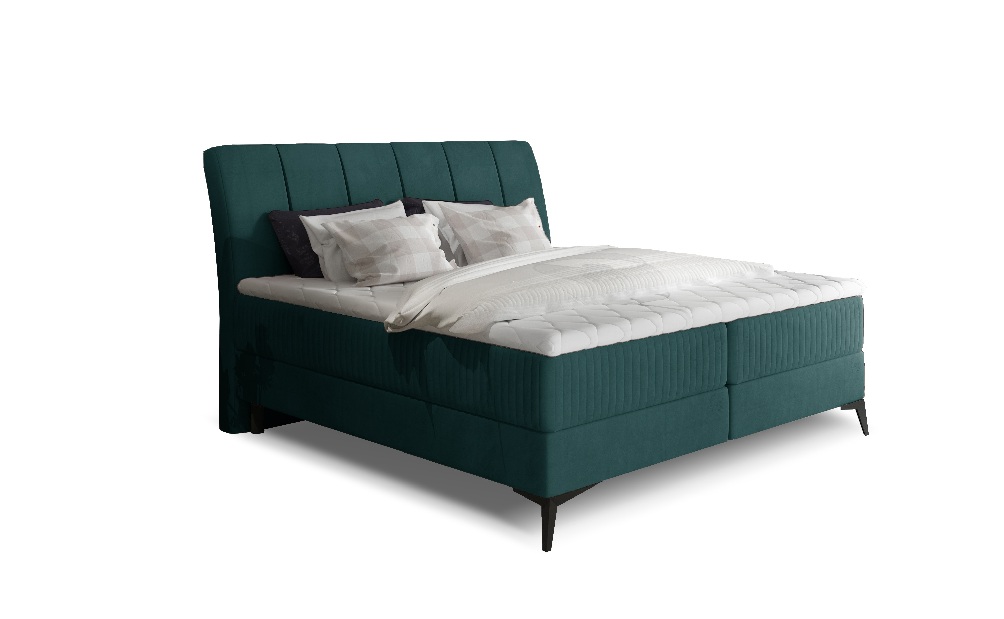 Manželská postel Boxspring 180 cm Alberto (zelená MatVelvet 75) (s matracemi)