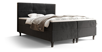 Manželská postel Boxspring 160 cm Lumba (černá) (s matrací a úložným prostorem)