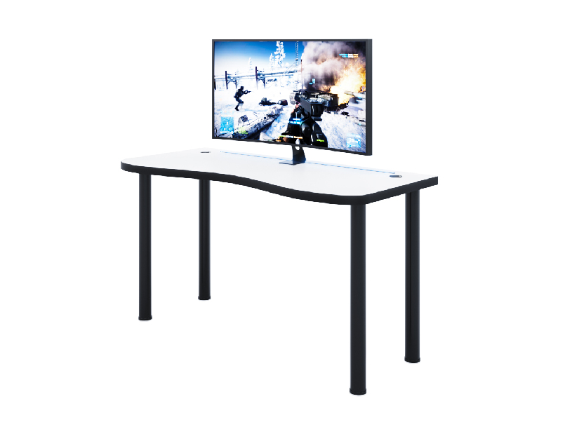 Herní pc stůl Gamer Y (bílá + černá) (s RGB LED osvětlením)
