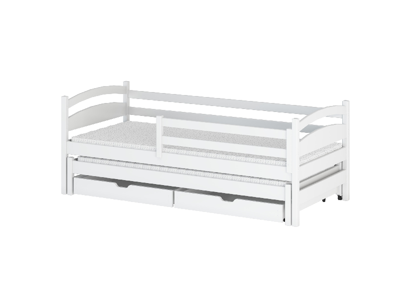 Dětská postel 80 cm Tiana (s roštem a úl. prostorem) (bílá)