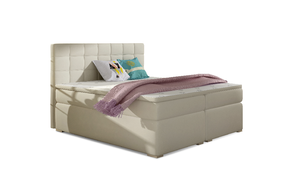 Kontinentální postel 160 cm Abbie (světlobéžová) (s matracemi)