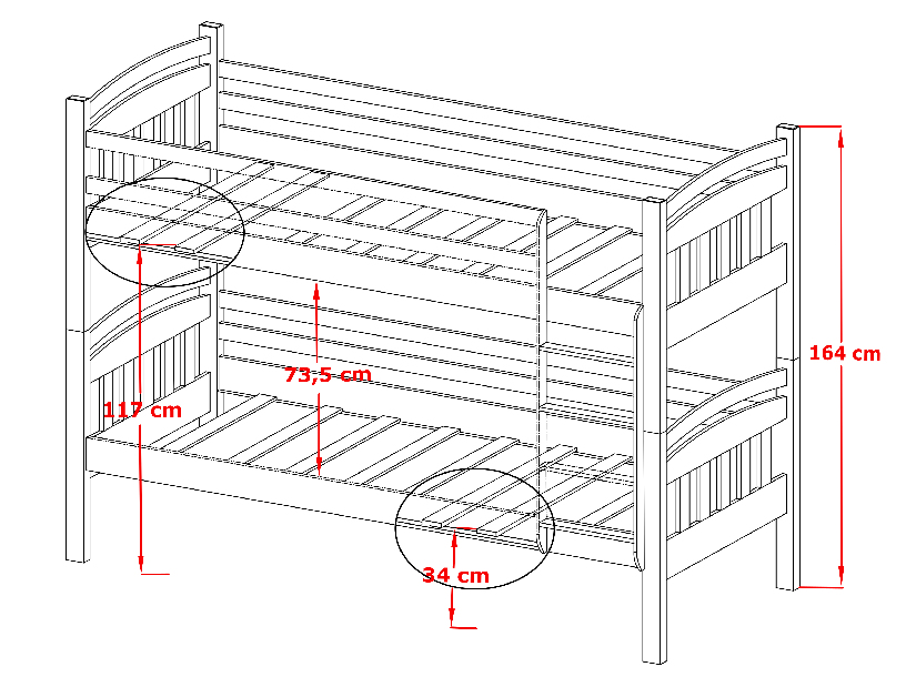 Dětská postel 90 cm Galvin (s roštem a úl. prostorem) (buk)