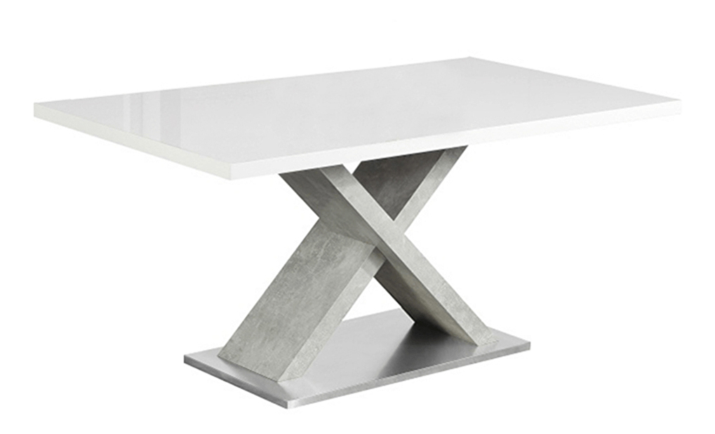 Jídelní stůl Farnali (lesk bílý + beton)