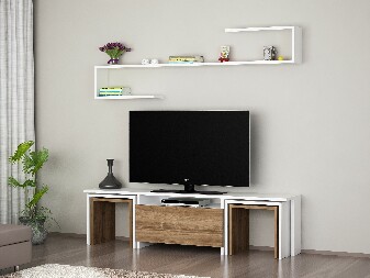 TV stolek/skříňka Eglo (Bílá + Ořech)
