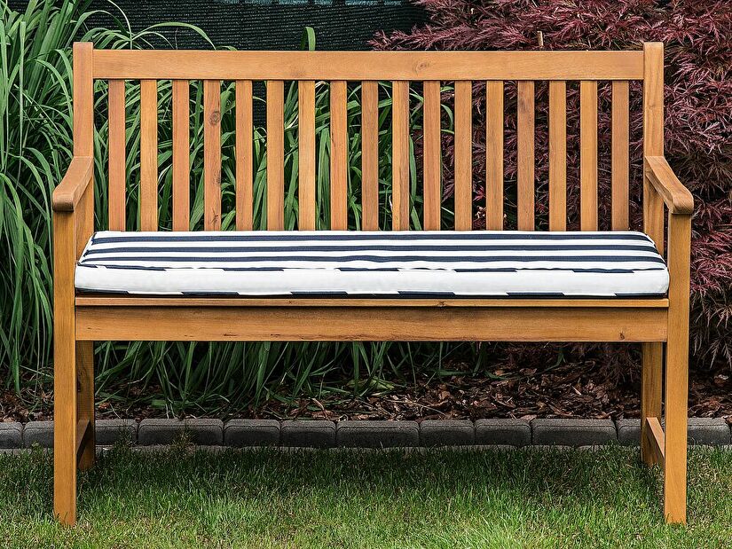 Zahradní lavice 120 cm VESTFOLD (dřevo) (modrý podsedák)