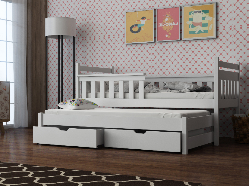 Dětská postel 80 cm DORIA (s roštem a úl. prostorem) (bílá)