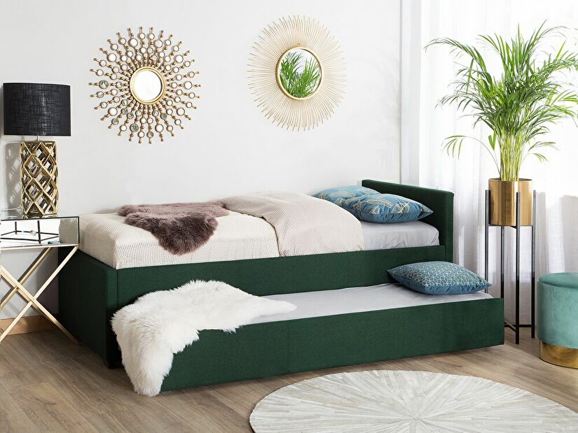 Rozkládací postel 90 cm MERMAID (s roštem) (zelená)