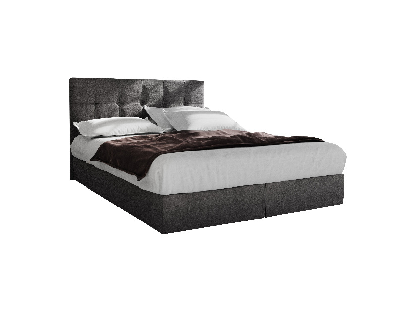Manželská postel Boxspring 160 cm Porto Comfort (šedá) (s matrací a úložným prostorem)