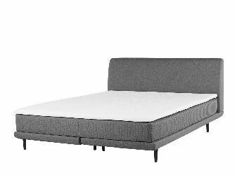 Kontinentální postel 180 cm MADOM (látka) (šedá) (s roštem a matrací)