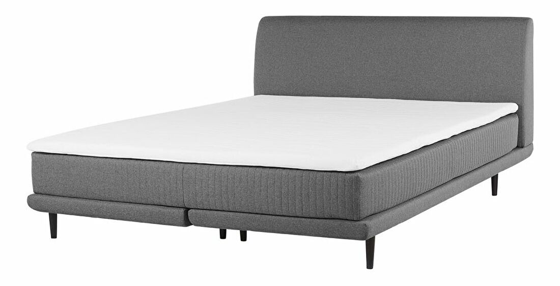 Kontinentální postel 180 cm MADEM (látka) (šedá) (s roštem a matrací)