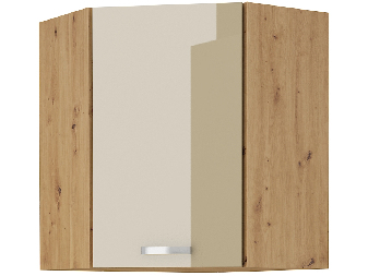 Rohová horní kuchyňská skříňka Arryn 58x58 GN-72 1F (dub artisan + lesk cappucino)